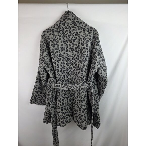 Mud Pie Womens Jacket Size XL Gray Snow Leopard Print Wool Blend Winter Coat - Picture 15 of 16
